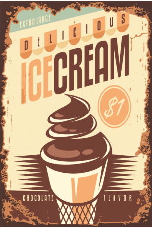 dondurma mutfak posterleri- 3 retro ahşap poster