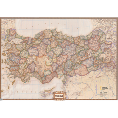 Türkiye Coğrafi Haritası 70 cm x 100 Dev Kuşe Poster (silindir kolili kargo ile)