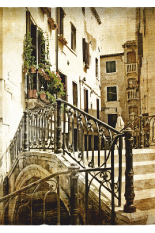 Venedikte merdivenli köprü 30 x 45 cm kuşe poster silindir kutulu kargo