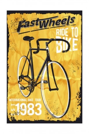 Yarış Bisikleti Retro Vintage Ahşap Poster