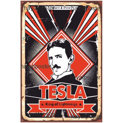 Nikola Tesla Retro Vintage Ahşap Poster