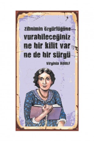 Virginia Woolf Ahşap Edebiyat Posterleri
