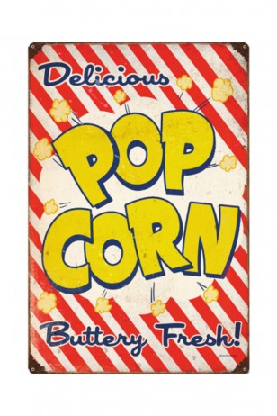 Pop Corn Retro Vintage Ahşap Poster