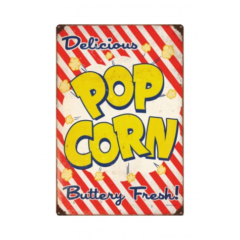 Pop Corn Retro Vintage Ahşap Poster