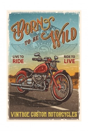Vahşi Motor Retro Vintage Ahşap Poster