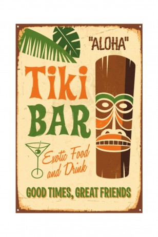 Tiki Bar Retro Vintage Ahşap Poster
