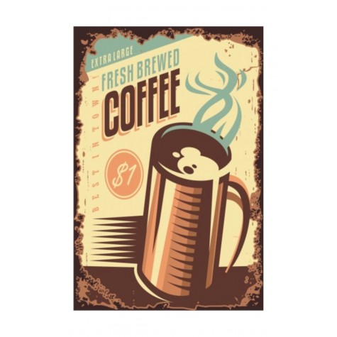 Taze Kahve Retro Vintage Ahşap Poster