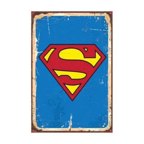 Superman Logo Retro Vintage Ahşap Poster