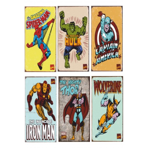 Süper Kahramanlar Marvel 6lı Ahşap Poster Seti