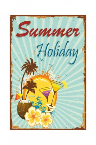 Summer Holiday Retro Vintage Ahşap Poster