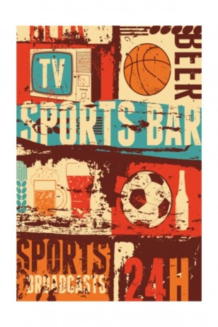 Spor Bar Retro Vintage Ahşap Poster