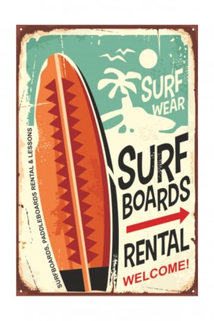 Sörf Retro Vintage Ahşap Poster