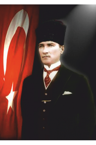 Türk Bayrağıyla Atatürk 30 x 45 cm kuşe poster silindir kutulu kargo