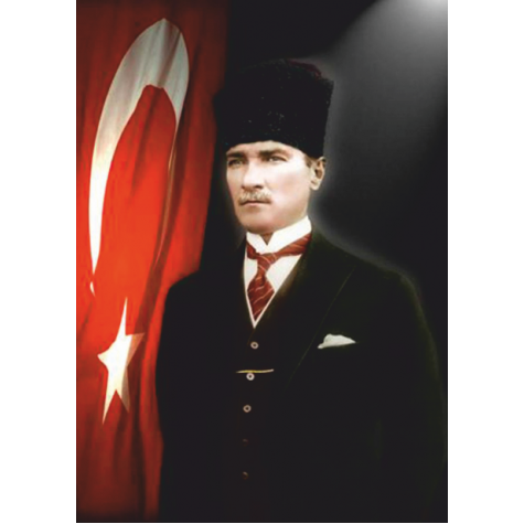 Türk Bayrağıyla Atatürk 30 x 45 cm kuşe poster silindir kutulu kargo