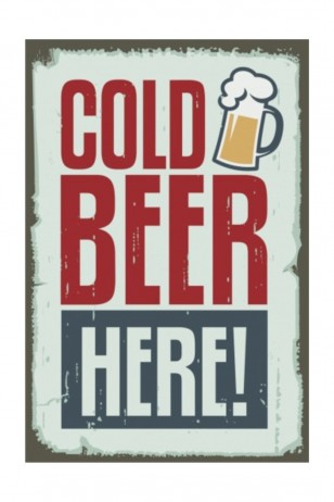 Soğuk Bira Burada Retro Vintage Ahşap Poster