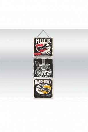 Retro Rock üçlü Ahşap Poster