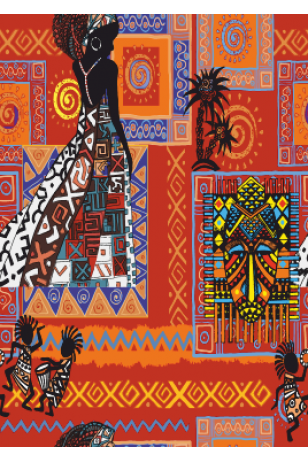 Afrikalı kadın ve Afrika desenleri 30 x 45 cm kuşe poster silindir kutulu kargo