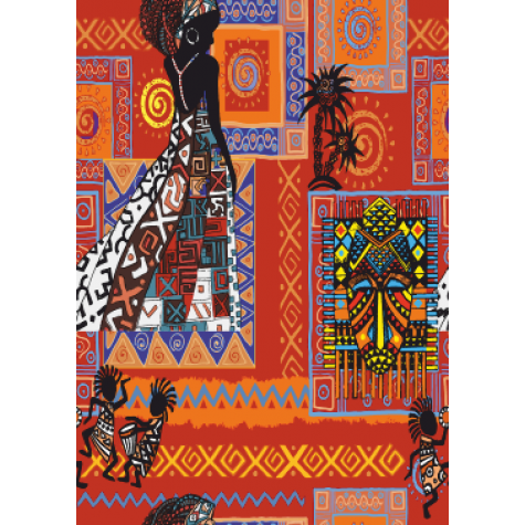 Afrikalı kadın ve Afrika desenleri 30 x 45 cm kuşe poster silindir kutulu kargo