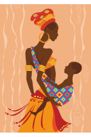 Afrikalı çocuklu kadın 30 x 45 cm kuşe poster silindir kutulu kargo
