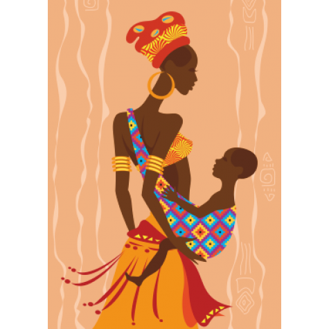 Afrikalı çocuklu kadın 30 x 45 cm kuşe poster silindir kutulu kargo