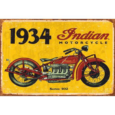 1934 Indian Motor Retro Vintage Ahşap Poster