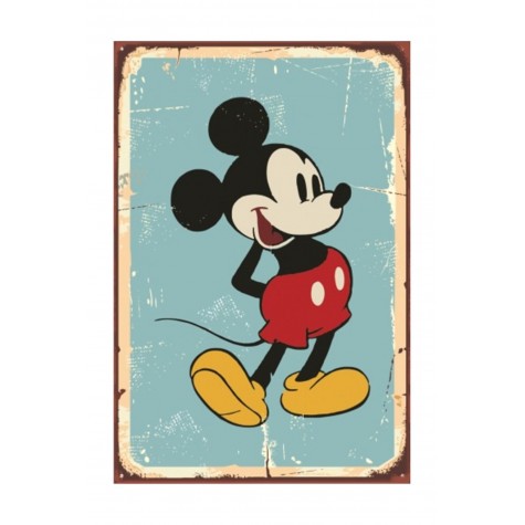 Disney Micky Mause Retro Vintage Ahşap Poster