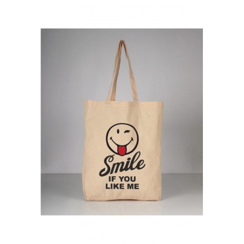 Emojili Gülümse Retro Vintage Bez Çanta