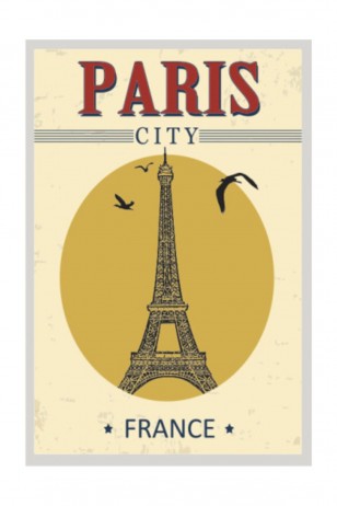 Fransa Paris Retro Vintage Ahşap Poster