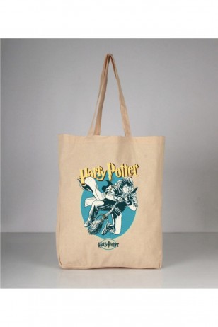 Harry Potter Uçan Süpürgeli Retro Vintage Bez Çanta