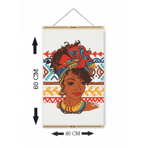 afrikalı otantik kadın ahşap askılı kanvas poster