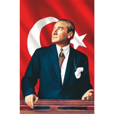 Türk Bayrağı Mustafa Kemal Atatürk 70 cm x 100 Dev Kuşe Poster (silindir kolili kargo ile)