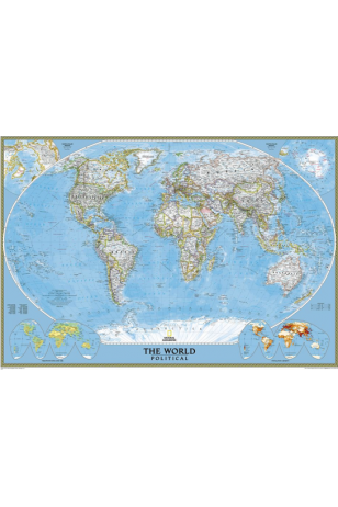 Dünya Siyasi Haritası 70 cm x 100 Dev Kuşe Poster (silindir kolili kargo ile)