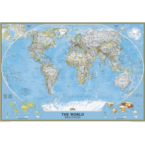 Dünya Siyasi Haritası 70 cm x 100 Dev Kuşe Poster (silindir kolili kargo ile)