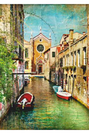 Venedik ve tekneler 30 x 45 cm kuşe poster silindir kutulu kargo