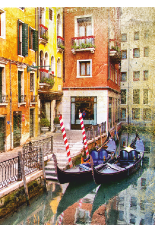 Venedikte gondollar 30 x 45 cm kuşe poster silindir kutulu kargo