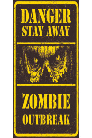 dikkat zombi (10 CM X 20 CM) mini retro ahşap poster