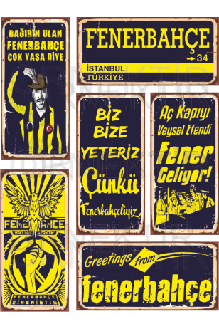 Fenerbahçe 6lı mini retro ahşap poster seti