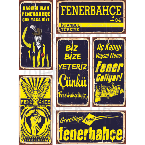 Fenerbahçe 6lı mini retro ahşap poster seti