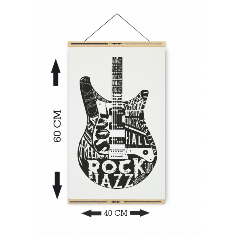 gitar ahşap askılı kanvas poster