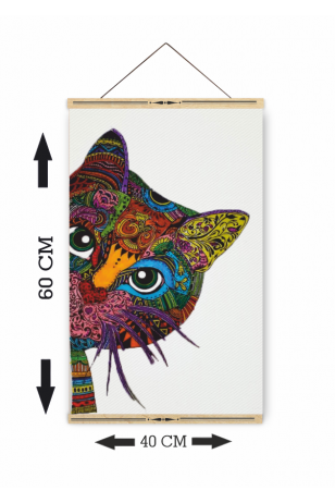 mandala kedi ahşap akılı kanvas poster