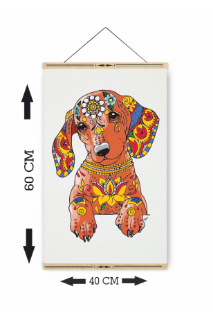 mandala köpek ahşap askılı kanvas poster