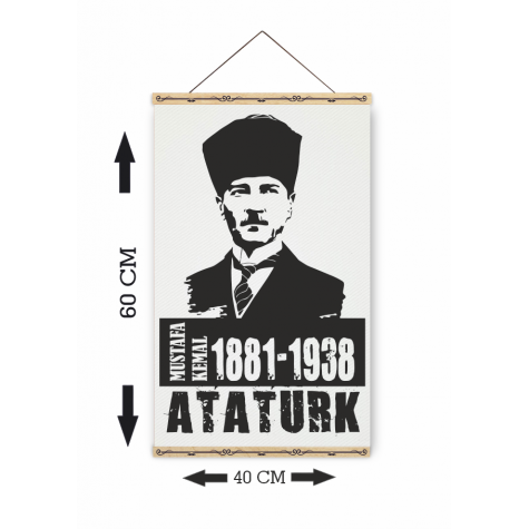 Mustafa Kemal Atatürk ahşap askılı kanvas poster
