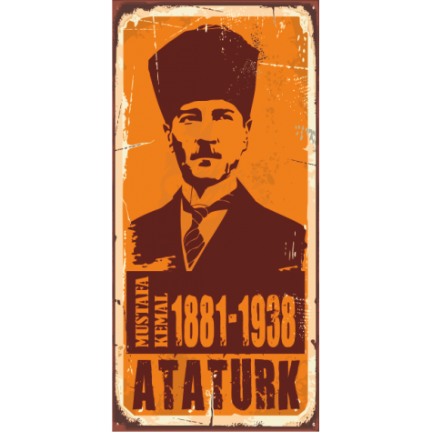 Mustafa Kemal Atatürk 10 cm x 20 cm mini retro ahşap poster