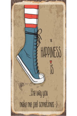 mutluluk (10 CM X 20 CM) mini retro ahşap poster