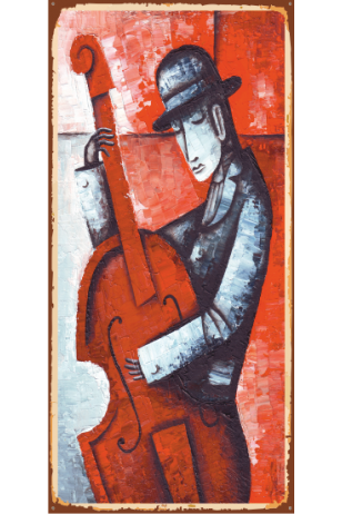müzisyen 10 cm x 20 cm  mini retro ahşap poster