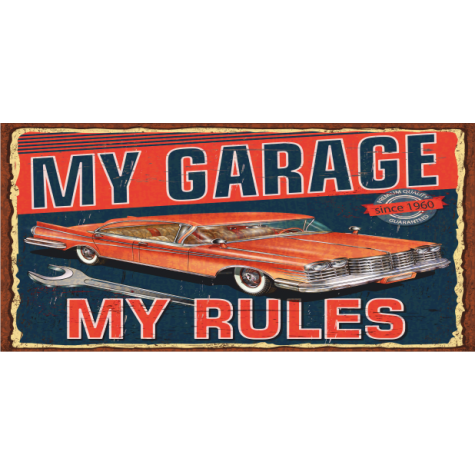 my garage my rules benim garajım (10 CM X 20 CM) benim kurallarım mini retro