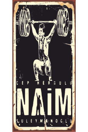 naim süleymanoğlu (10 CM X 20 CM) mini retro ahşap poster