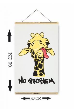 no problem sevimli zürafa ahşap askılı kanvas posterr