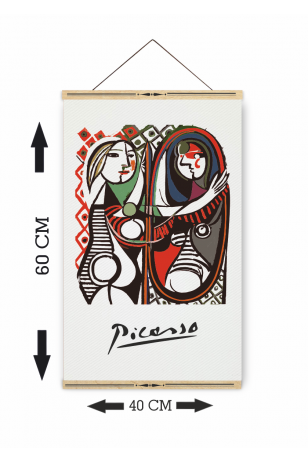 picasso aynadaki kadın ahşap askılı kanvas poster