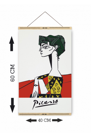 Picasso oturan kadın ahşap askılı kanvas poster